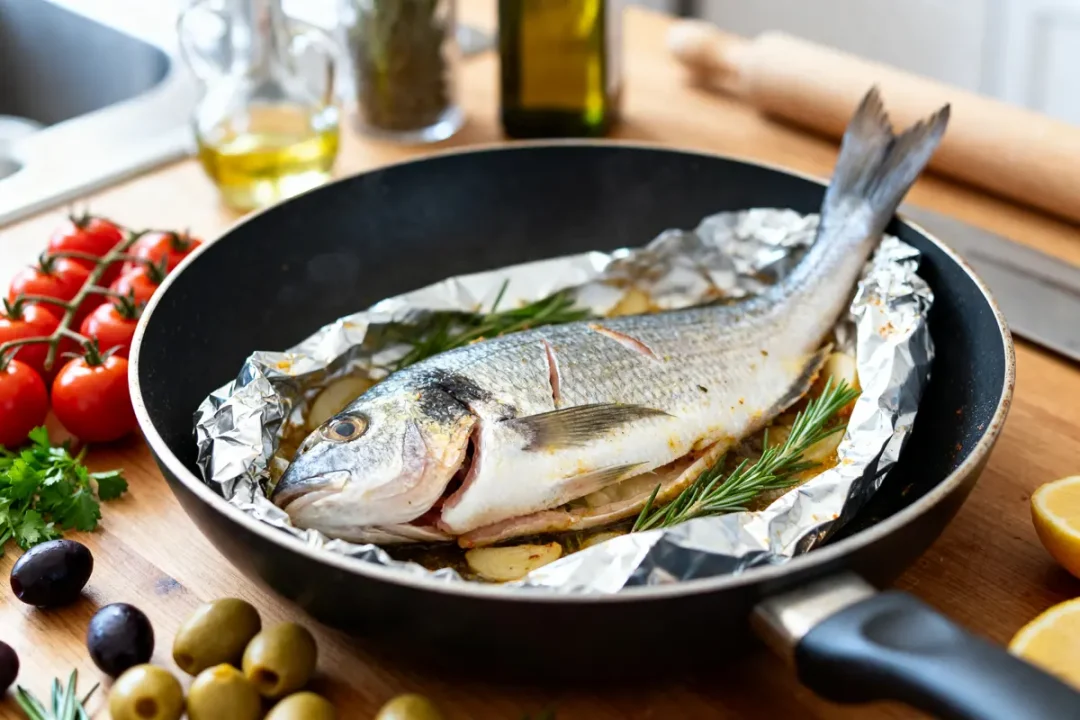 Poisson entier cuit en papillote avec herbes pour une recette de poisson savoureuse et saine