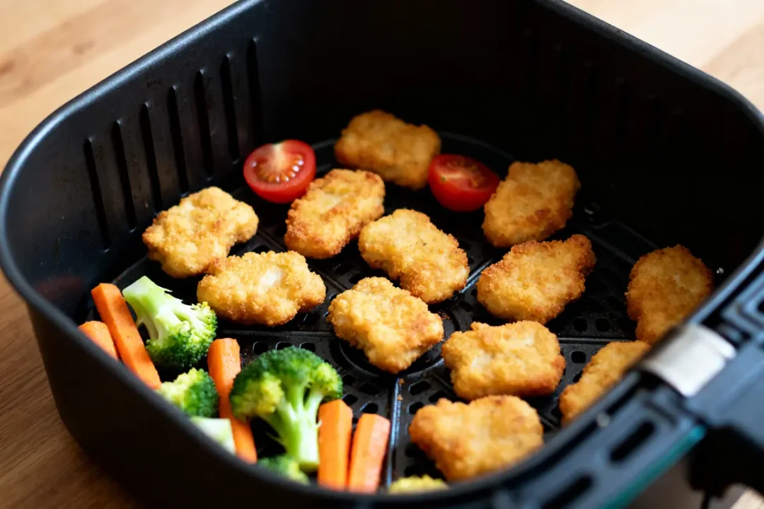 Nuggets, tomates, et légumes dans l'airfryer pour des recettes à l'airfryer savoureuses et saines