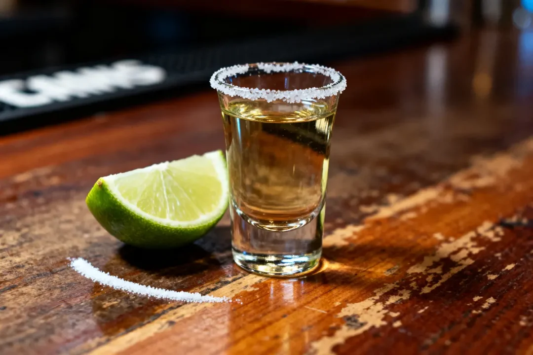 Verre de tequila avec lime et sel, parfait pour un teq paf festif